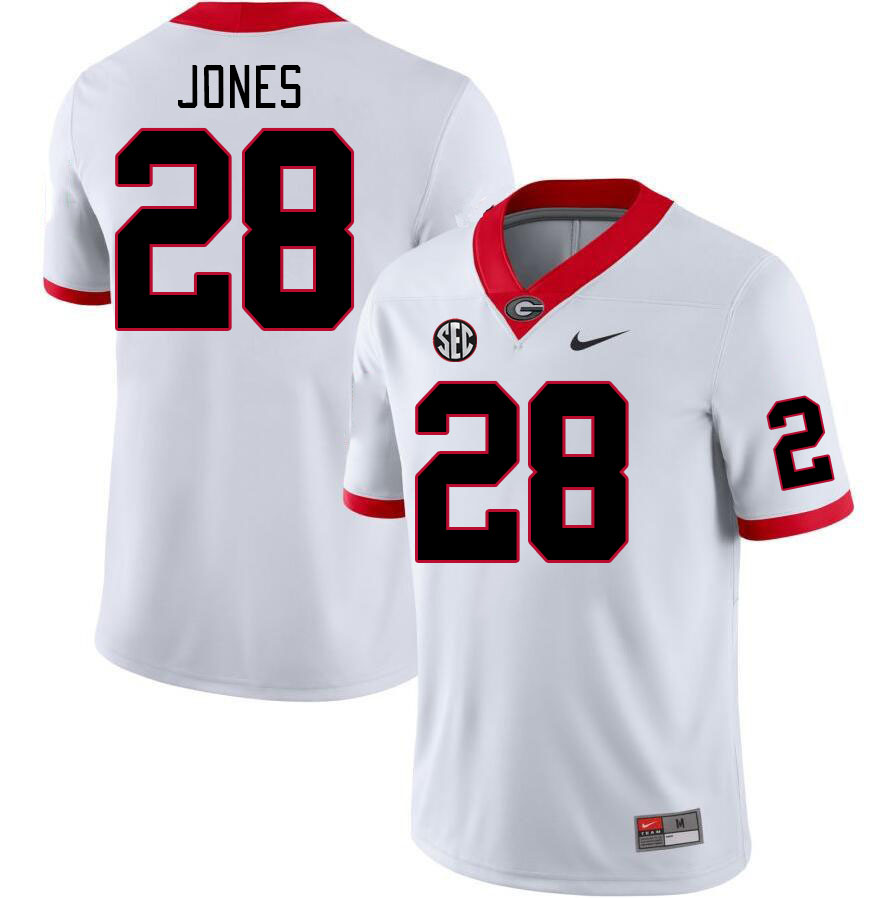 Men #28 Kris Jones Georgia Bulldogs College Football Jerseys Stitched-White